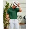 imageCOOFANDY Mens Textured Polo Shirts Short Sleeve Slim Fit Casual Button Polo TShirt Summer Collared Golf ShirtGreen