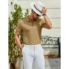 imageCOOFANDY Mens Textured Polo Shirts Short Sleeve Slim Fit Casual Button Polo TShirt Summer Collared Golf ShirtKhaki