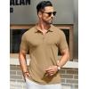 imageCOOFANDY Mens Textured Polo Shirts Short Sleeve Slim Fit Casual Button Polo TShirt Summer Collared Golf ShirtKhaki