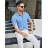 imageCOOFANDY Mens Textured Polo Shirts Short Sleeve Slim Fit Casual Button Polo TShirt Summer Collared Golf ShirtLight Blue