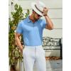 imageCOOFANDY Mens Textured Polo Shirts Short Sleeve Slim Fit Casual Button Polo TShirt Summer Collared Golf ShirtLight Blue