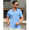 imageCOOFANDY Mens Textured Polo Shirts Short Sleeve Slim Fit Casual Button Polo TShirt Summer Collared Golf ShirtLight Blue