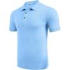 imageCOOFANDY Mens Textured Polo Shirts Short Sleeve Slim Fit Casual Button Polo TShirt Summer Collared Golf ShirtLight Blue