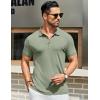 imageCOOFANDY Mens Textured Polo Shirts Short Sleeve Slim Fit Casual Button Polo TShirt Summer Collared Golf ShirtLight Green