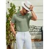 imageCOOFANDY Mens Textured Polo Shirts Short Sleeve Slim Fit Casual Button Polo TShirt Summer Collared Golf ShirtLight Green