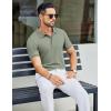 imageCOOFANDY Mens Textured Polo Shirts Short Sleeve Slim Fit Casual Button Polo TShirt Summer Collared Golf ShirtLight Green