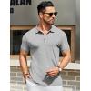 imageCOOFANDY Mens Textured Polo Shirts Short Sleeve Slim Fit Casual Button Polo TShirt Summer Collared Golf ShirtLight Grey