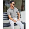 imageCOOFANDY Mens Textured Polo Shirts Short Sleeve Slim Fit Casual Button Polo TShirt Summer Collared Golf ShirtLight Grey