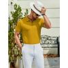 imageCOOFANDY Mens Textured Polo Shirts Short Sleeve Slim Fit Casual Button Polo TShirt Summer Collared Golf ShirtYellow