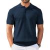 imageCOOFANDY Mens Knit Polo Shirt Short Sleeve Vintage Textured Casual Golf Shirts Summer Beach TopNavy Blue