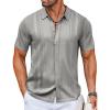 imageCOOFANDY Mens Knit Shirts Short Sleeve Button Down Polo Shirt Vintage Casual Beach Shirt Summer TopsGrey