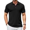 imageCOOFANDY Mens Textured Polo Shirts Short Sleeve Slim Fit Casual Button Polo TShirt Summer Collared Golf ShirtBlack