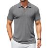 imageCOOFANDY Mens Textured Polo Shirts Short Sleeve Slim Fit Casual Button Polo TShirt Summer Collared Golf ShirtDark Grey