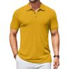 imageCOOFANDY Mens Textured Polo Shirts Short Sleeve Slim Fit Casual Button Polo TShirt Summer Collared Golf ShirtYellow