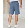 imageCOOFANDY Mens Casual Shorts Cotton Elastic Waist Drawstring Shorts Lightweight Summer Beach ShortsDenim Blue