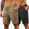 imageCOOFANDY Mens 7 Athletic Shorts Quick Dry Gym Workout Shorts Lightweight Breathable Running Shorts with Pockets2 Pack BlackKhaki