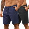 imageCOOFANDY Mens 7 Athletic Shorts Quick Dry Gym Workout Shorts Lightweight Breathable Running Shorts with Pockets2 Pack BlackNavy Blue