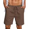 imageCOOFANDY Mens Casual Waffle Shorts Elastic Waist Summer Beach Shorts 7quot Workout Sweat ShortsBrown