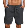 imageCOOFANDY Mens Casual Waffle Shorts Elastic Waist Summer Beach Shorts 7quot Workout Sweat ShortsDark Grey