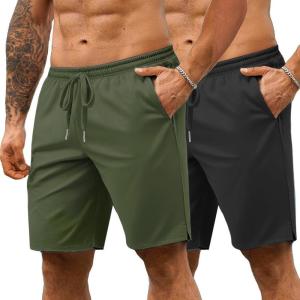 imageCOOFANDY Mens 7 Athletic Shorts Quick Dry Gym Workout Shorts Lightweight Breathable Running Shorts with Pockets2 Pack BlackArmy Green