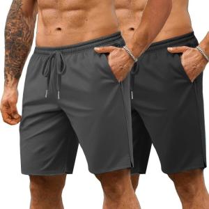 imageCOOFANDY Mens 7 Athletic Shorts Quick Dry Gym Workout Shorts Lightweight Breathable Running Shorts with Pockets2 Pack BlackDark Grey