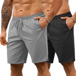 imageCOOFANDY Mens 7 Athletic Shorts Quick Dry Gym Workout Shorts Lightweight Breathable Running Shorts with Pockets2 Pack BlackLight Grey