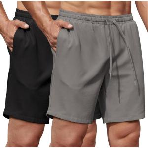 imageCOOFANDY Mens Gym Workout Shorts 8 Inch Quick Dry Athletic Shorts Lightweight Drawstring Running ShortsBlack  Deep Grey