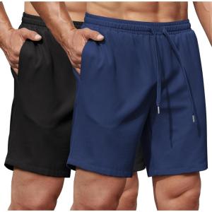 imageCOOFANDY Mens Gym Workout Shorts 8 Inch Quick Dry Athletic Shorts Lightweight Drawstring Running ShortsBlack  Navy Blue