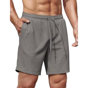 imageCOOFANDY Mens Gym Workout Shorts 8 Inch Quick Dry Athletic Shorts Lightweight Drawstring Running ShortsDeep Grey