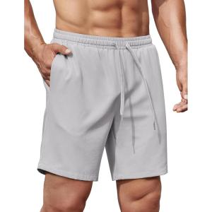 imageCOOFANDY Mens Gym Workout Shorts 8 Inch Quick Dry Athletic Shorts Lightweight Drawstring Running ShortsLight Grey