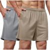 imageCOOFANDY Mens 2 Pack Gym Workout Shorts 5 Inch Mesh Athletic Shorts Quick Dry Running Shorts with PocketsLight Grey  Khaki