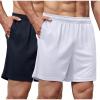 imageCOOFANDY Mens 2 Pack Gym Workout Shorts 5 Inch Mesh Athletic Shorts Quick Dry Running Shorts with PocketsOffwhite  Navy Blue