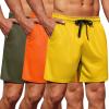 imageCOOFANDY Mens Gym Shorts 3 Pack Mesh Athletic Workout Shorts Lightweight Quick Dry Drawstring Shorts with PocketsOrangeArmy GreenYellow