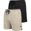 imageCOOFANDY Mens 2 Pack Gym Workout Shorts Quick Dry Athletic Shorts 5 Inch Lightweight Sports Running Shorts with PocketsBlackKhaki