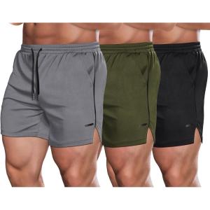 imageCOOFANDY Mens 2 Pack Gym Workout Shorts Quick Dry Athletic Shorts 5 Inch Lightweight Sports Running Shorts with Pockets3 Pack BlackDark GrayArmy Green