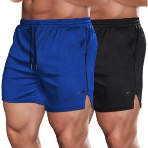 imageCOOFANDY Mens 2 Pack Gym Workout Shorts Quick Dry Athletic Shorts 5 Inch Lightweight Sports Running Shorts with PocketsRoyal BlueBlack
