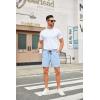 imageCOOFANDY Mens Casual Shorts 5 Inch Waffle Elastic Waist Drawstring Shorts Summer Beach Shorts with PocketsLight Blue