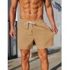 imageCOOFANDY Mens Casual Shorts 5quot Elastic Drawstring Shorts Summer Beach Athletic ShortsKhaki
