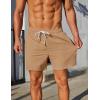imageCOOFANDY Mens Casual Shorts 5quot Elastic Drawstring Shorts Summer Beach Athletic ShortsLight Brown