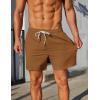 imageCOOFANDY Mens Casual Shorts 5quot Elastic Drawstring Shorts Summer Beach Athletic ShortsTan