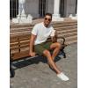 imageCOOFANDY Mens Casual Shorts 7 inch Elastic Waist Drawstring Lightweight Summer Beach Shorts with PocketsArmy Green