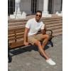 imageCOOFANDY Mens Casual Shorts 7 inch Elastic Waist Drawstring Lightweight Summer Beach Shorts with PocketsDark Khaki