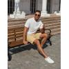 imageCOOFANDY Mens Casual Shorts 7 inch Elastic Waist Drawstring Lightweight Summer Beach Shorts with PocketsKhaki