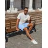 imageCOOFANDY Mens Casual Shorts 7 inch Elastic Waist Drawstring Lightweight Summer Beach Shorts with PocketsLight Blue