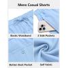 imageCOOFANDY Mens Casual Shorts 7 inch Elastic Waist Drawstring Lightweight Summer Beach Shorts with PocketsLight Blue