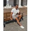 imageCOOFANDY Mens Casual Shorts 7 inch Elastic Waist Drawstring Lightweight Summer Beach Shorts with PocketsLight Grey