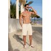 imageCOOFANDY Mens Casual Shorts 7 inch Elastic Waist Drawstring Lightweight Summer Beach Shorts with PocketsLight Khaki