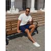 imageCOOFANDY Mens Casual Shorts 7 inch Elastic Waist Drawstring Lightweight Summer Beach Shorts with PocketsNavy Blue