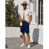 imageCOOFANDY Mens Casual Shorts 7 inch Elastic Waist Drawstring Lightweight Summer Beach Shorts with PocketsNavy Blue