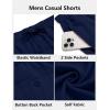 imageCOOFANDY Mens Casual Shorts 7 inch Elastic Waist Drawstring Lightweight Summer Beach Shorts with PocketsNavy Blue